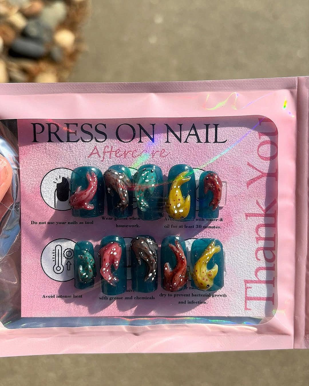 3d Sharks press-on nail set